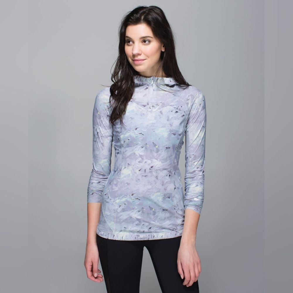 Lululemon Grey Water Bound Hoodie Mini Blushed Illusion White Multi Size 4